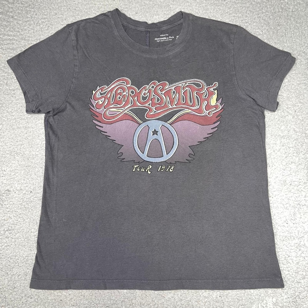 VTG Abercrombie & Fitch Aerosmith T Shirt Women's XS Gray 1978 Tour Relaxed Tee